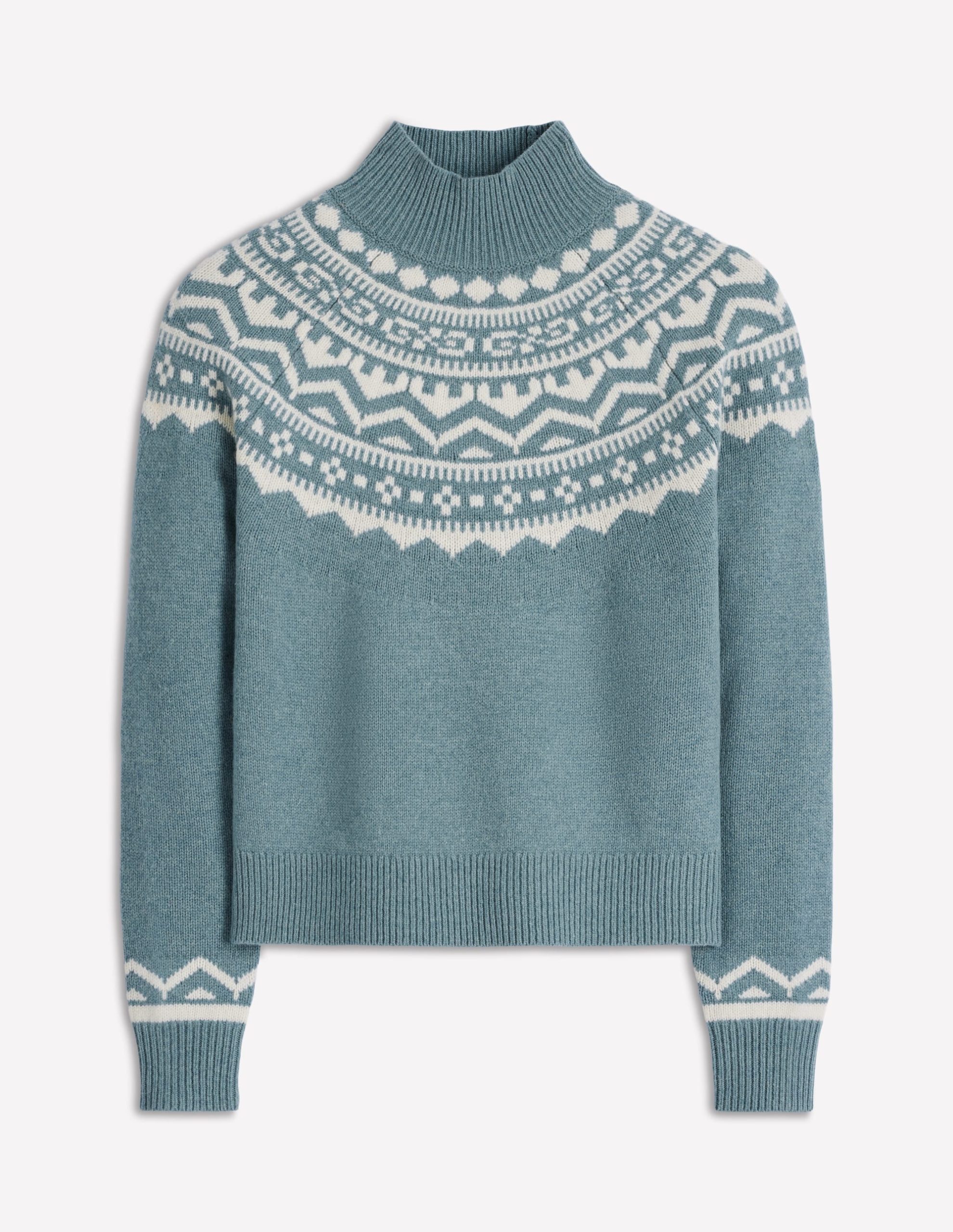 Marion Merino Rib Neck Sweater-Cloud Blue. Fair Isle - Image 6
