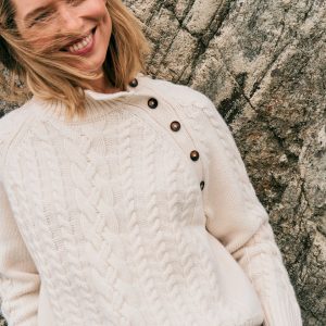 Amara Merino Cable Sweater-Warm Ivory