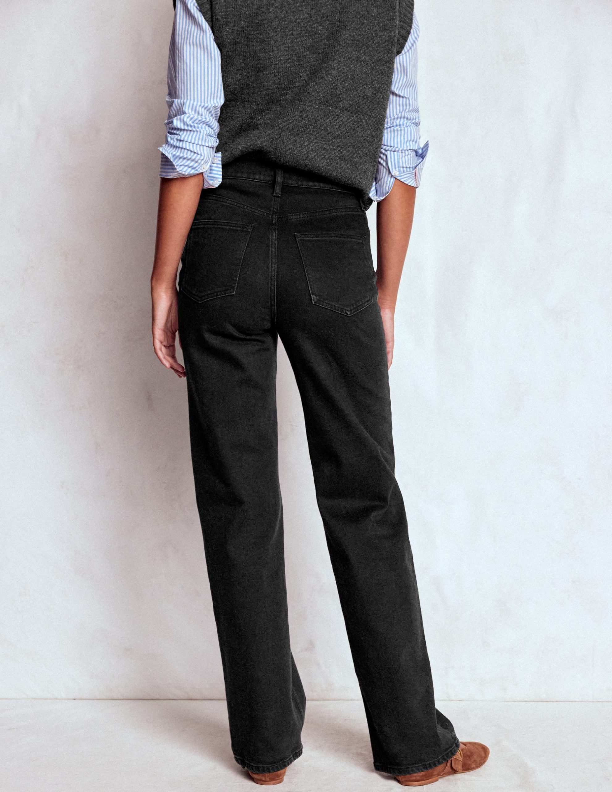 High Rise Column Leg Jeans-Black - Image 3
