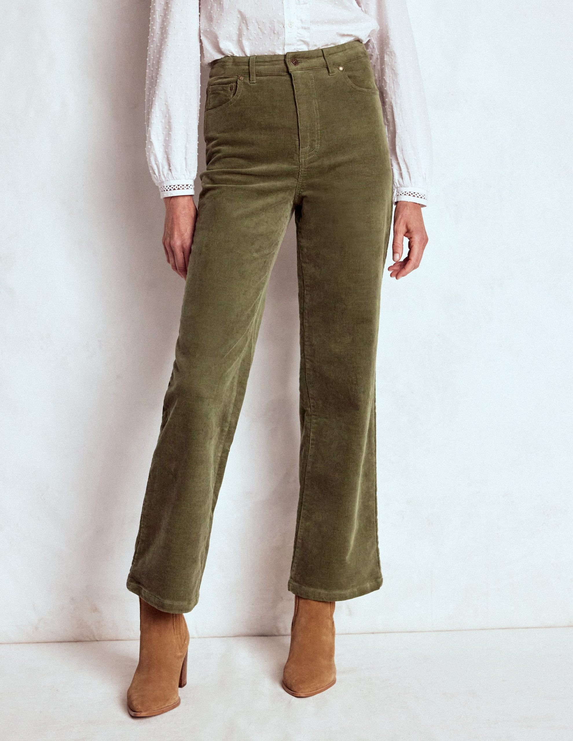 5-Pocket Cord Column Jeans-Green - Image 4