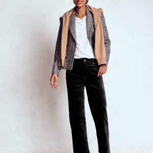 Velveteen Straight Jeans-Black