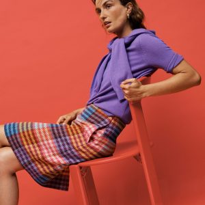 Gia Wool Skirt-Rainbow Blanket MultiGingham