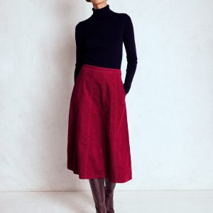 Joy Cord Midi Skirt-Burgundy Red