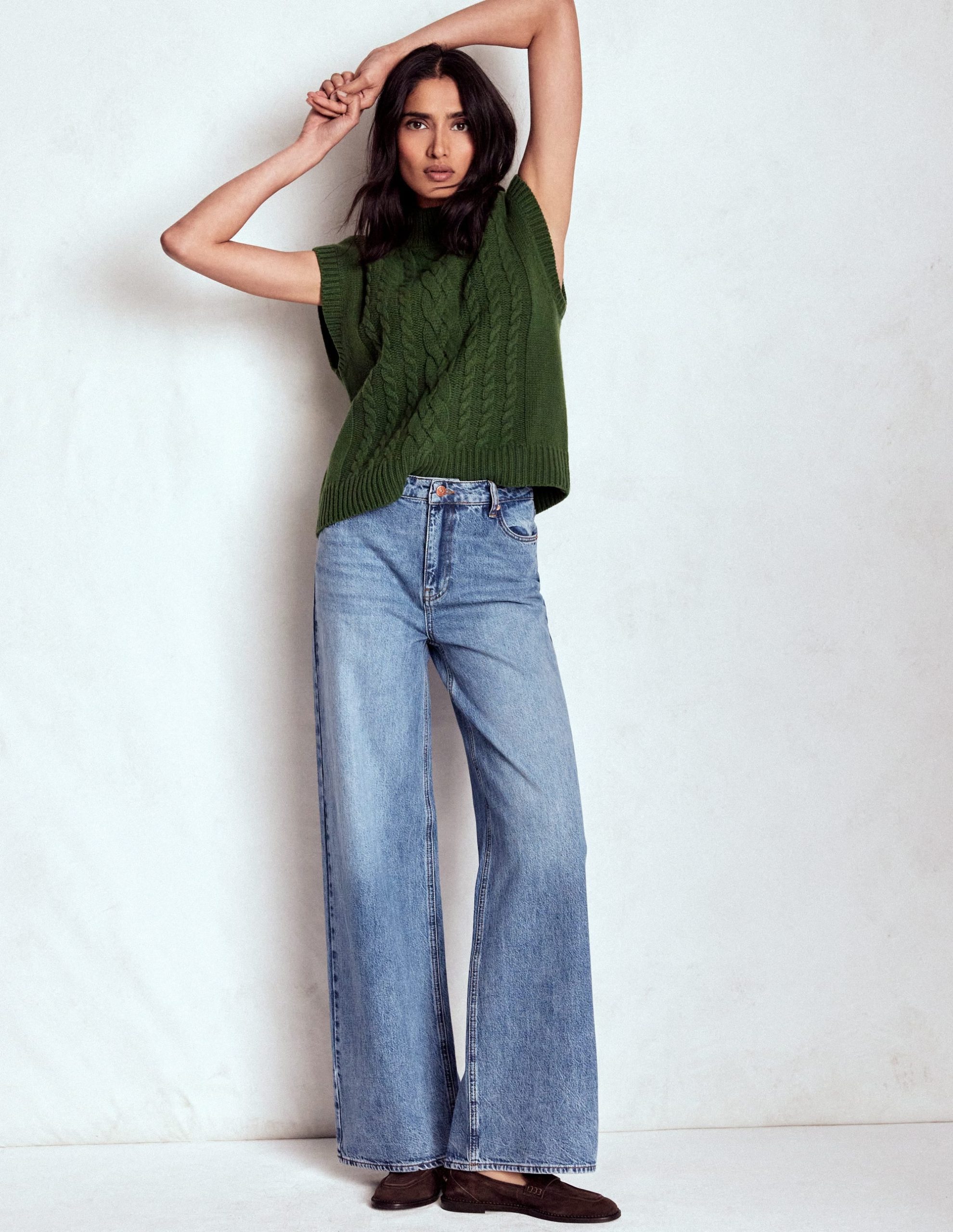 High Waist Wide Leg Jeans-Mid Vintage