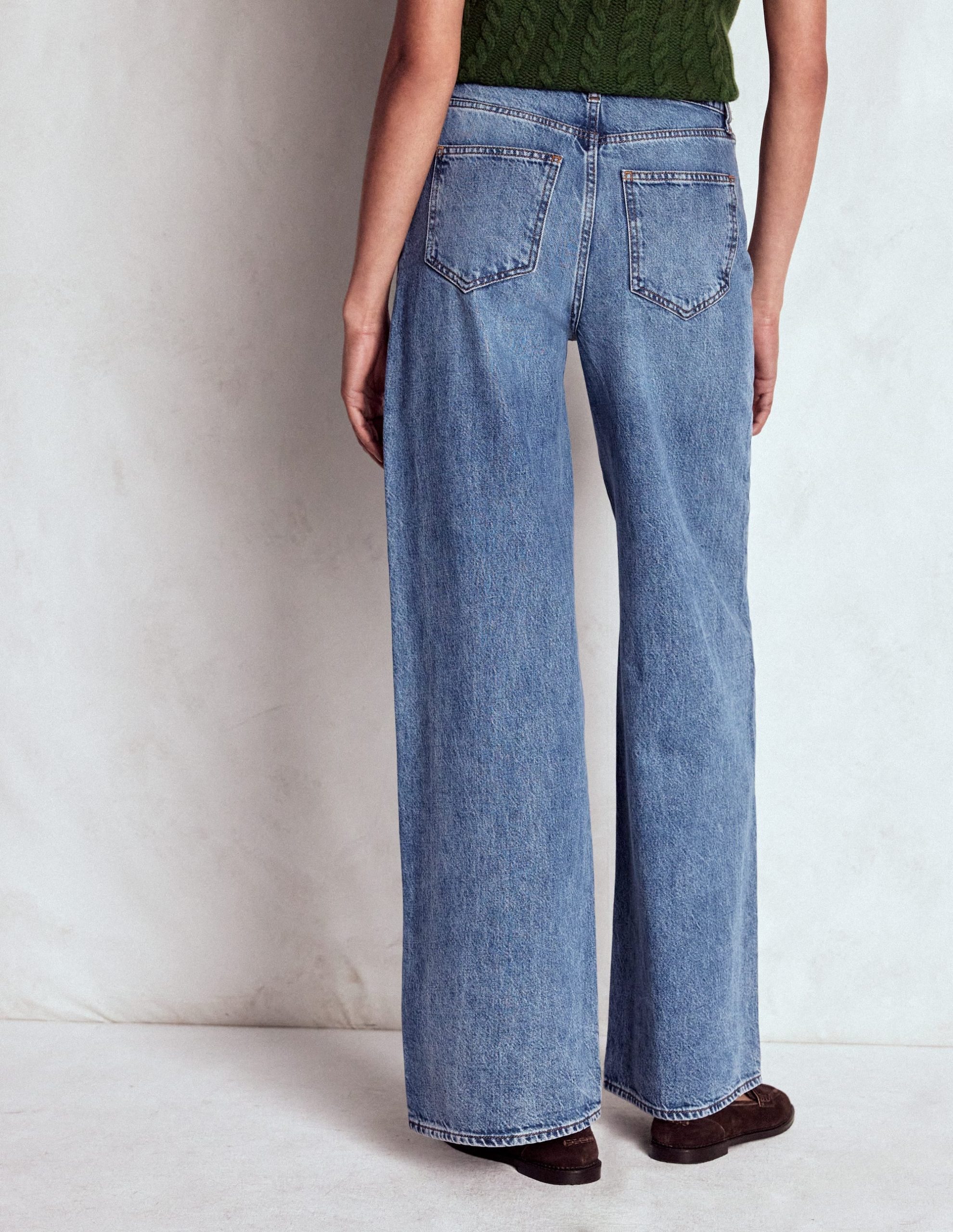 High Waist Wide Leg Jeans-Mid Vintage - Image 3
