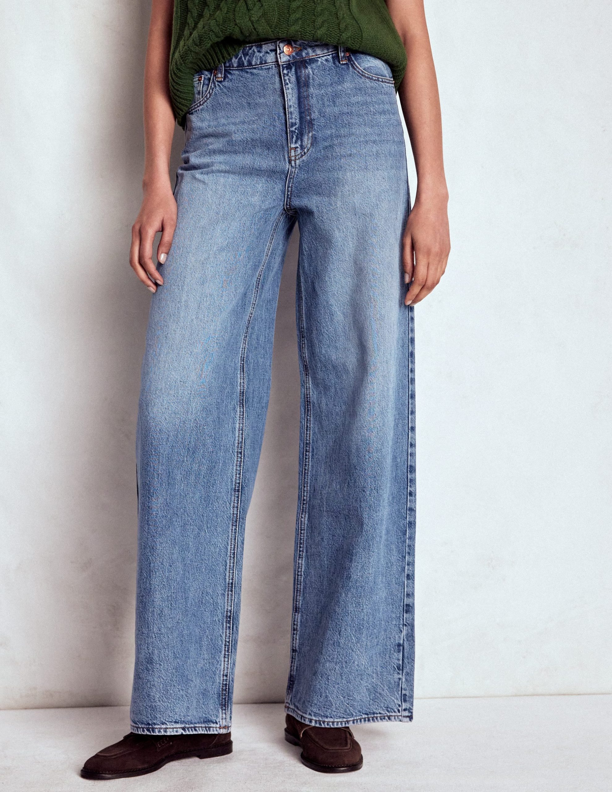High Waist Wide Leg Jeans-Mid Vintage - Image 6
