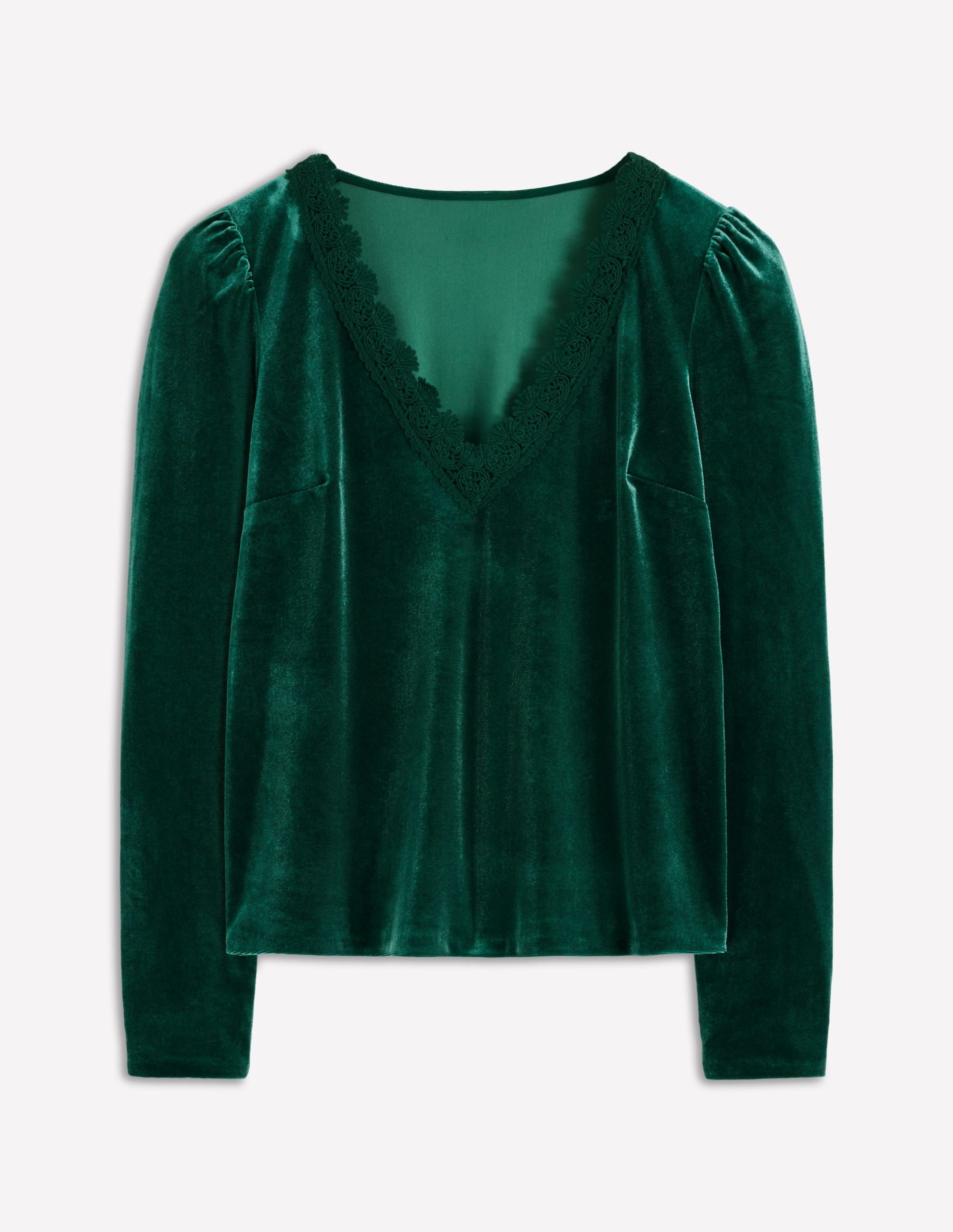 Flora V-Neck Velvet Top-Emerald Night - Image 5