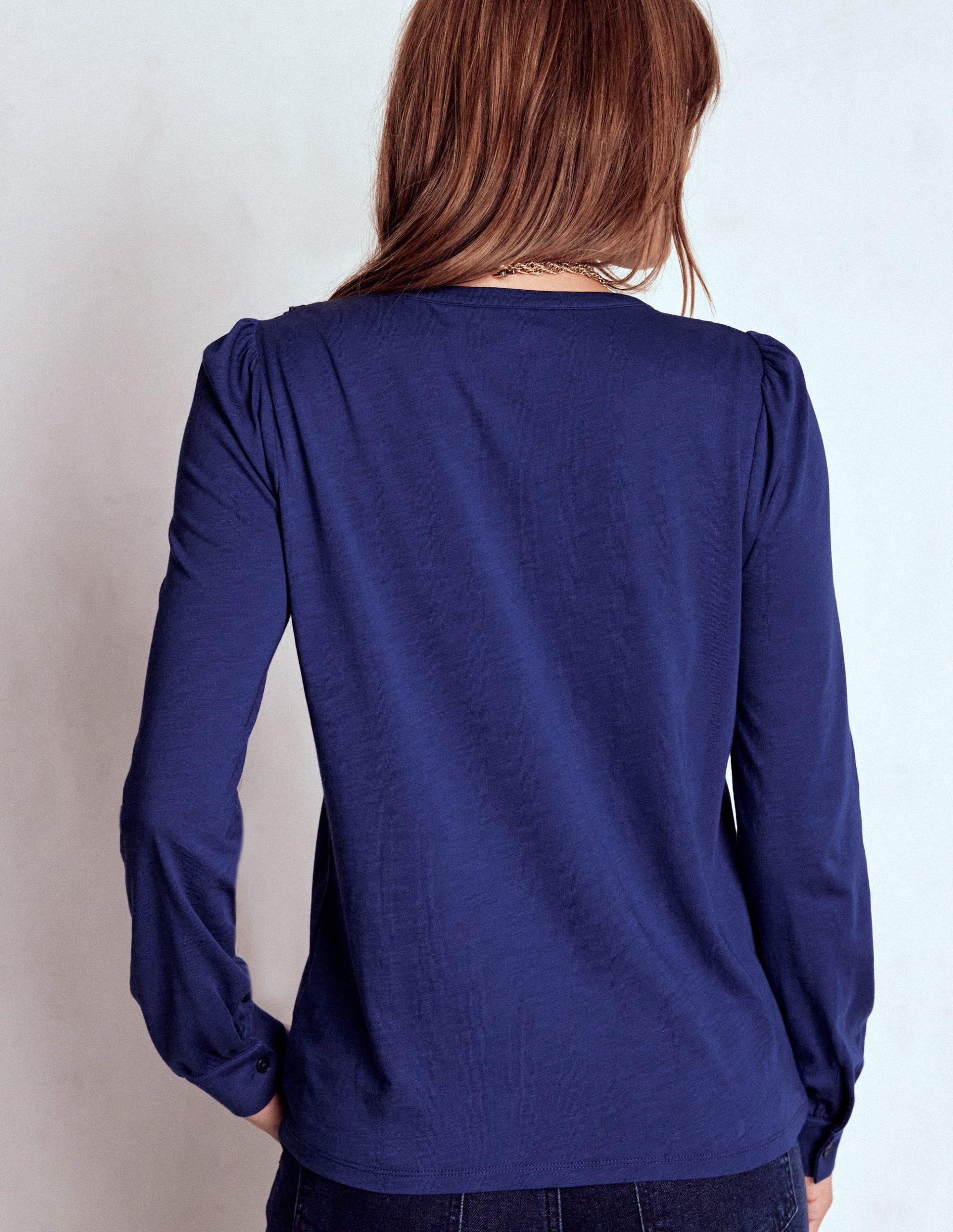 Broderie Ruffle Jersey Shirt-Starboard Blue - Image 4