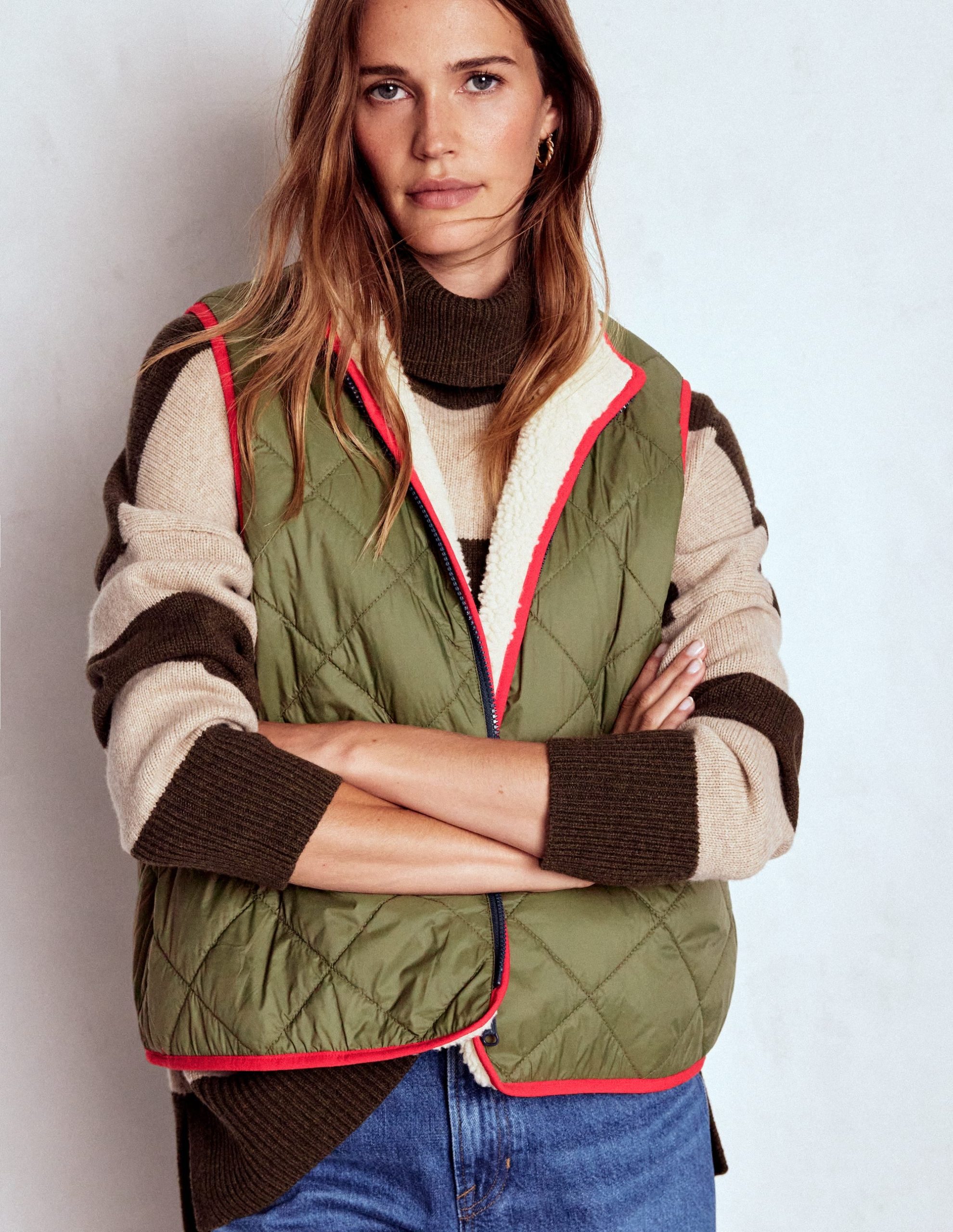 4-In-1 Hooded Parka-Navy. Green. Natural Borg - Image 6