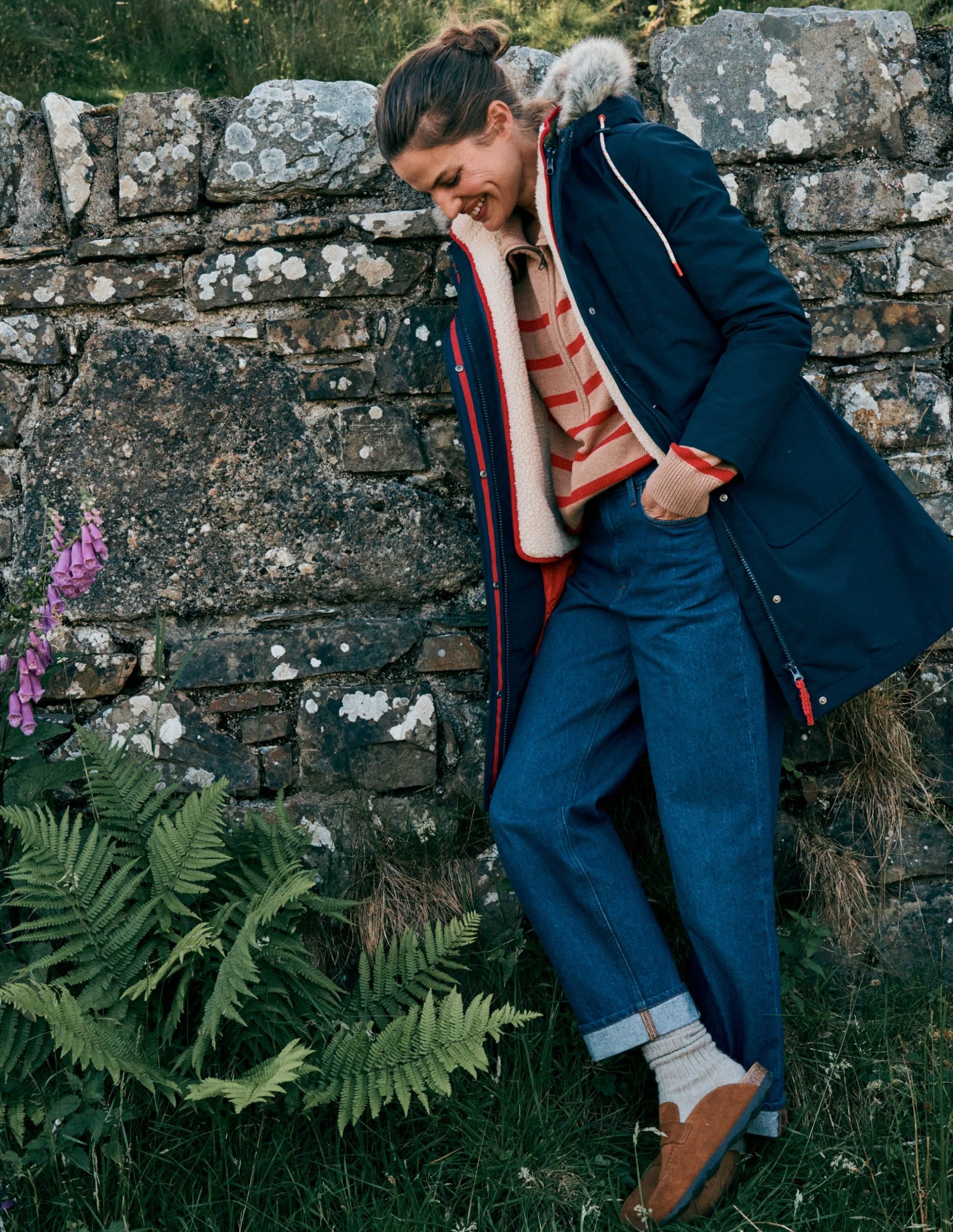 4-In-1 Hooded Parka-Navy. Green. Natural Borg