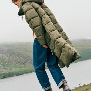 Longline Padded Coat-Woodland Green