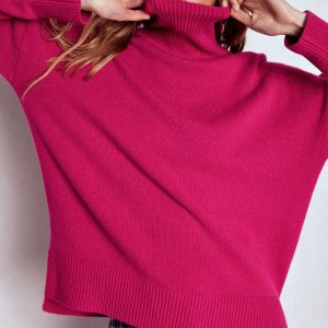 Polly Merino Roll Neck Sweater-Sorbet Pink